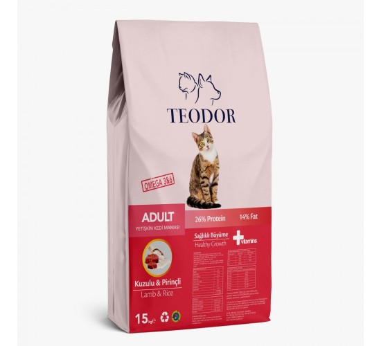 Teodor adult yetişkin kedi maması kuzulu 15 kg