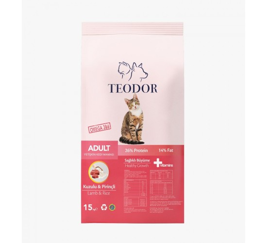 Teodor adult yetişkin kedi maması kuzulu 15 kg